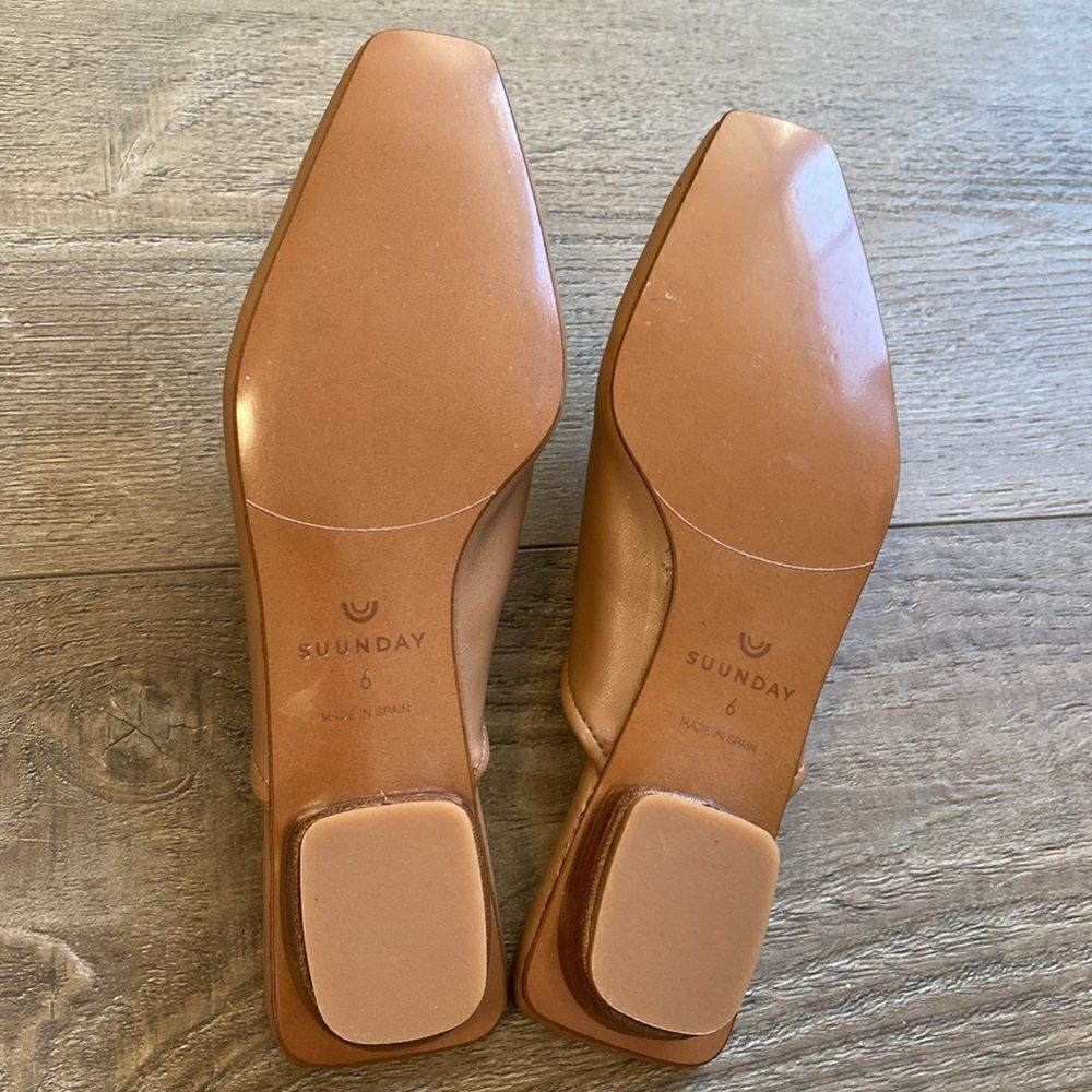 Suunday Brand The Melody Mule in Camel Recycled Vegan Leather Block Heel Slides - Picture 5 of 6